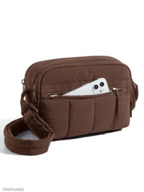 RFID Crossbody Purse Travel Handbag Nylon Puffy Adjustable Strap